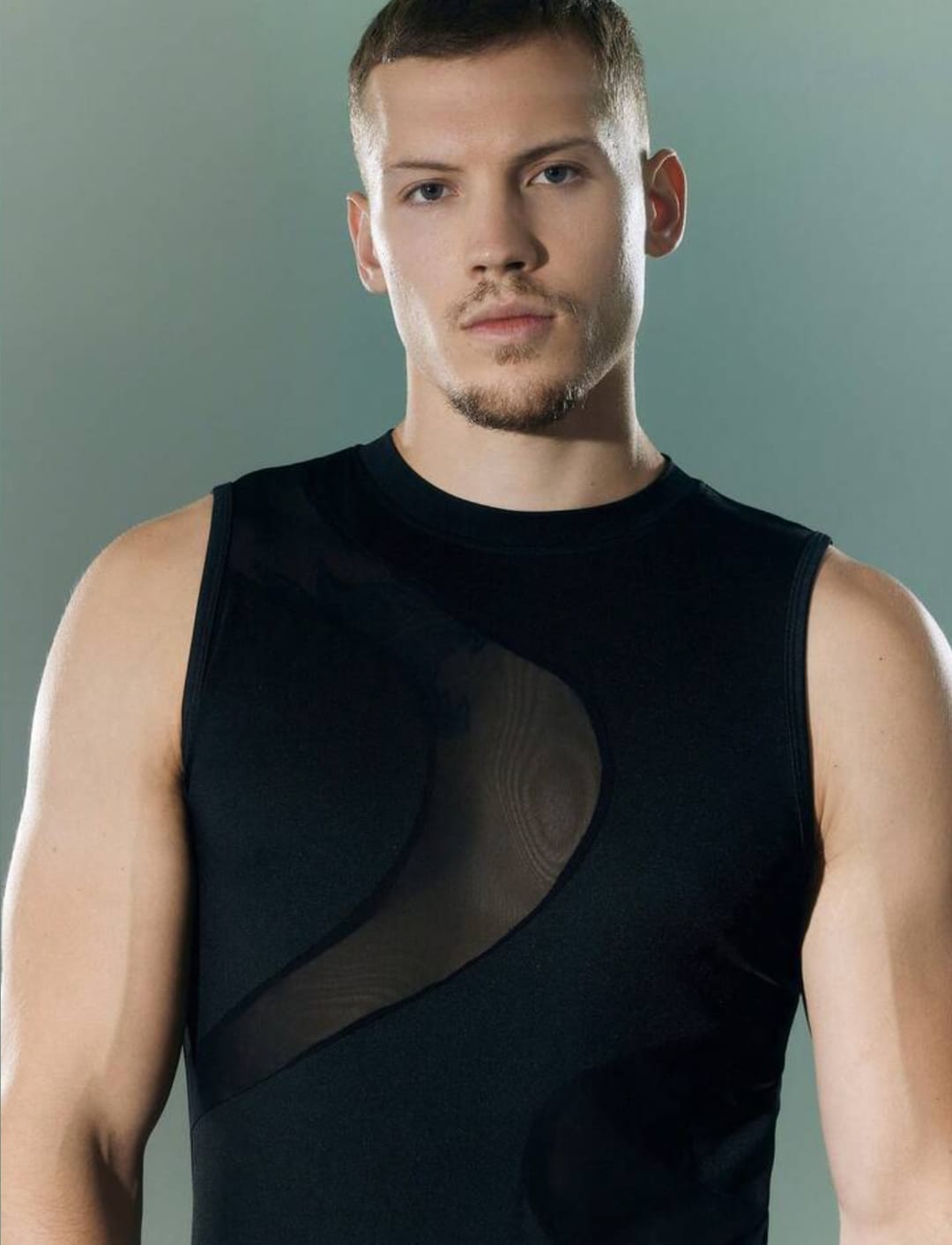 Men’s Sleeveless Mesh Panel Bodysuit